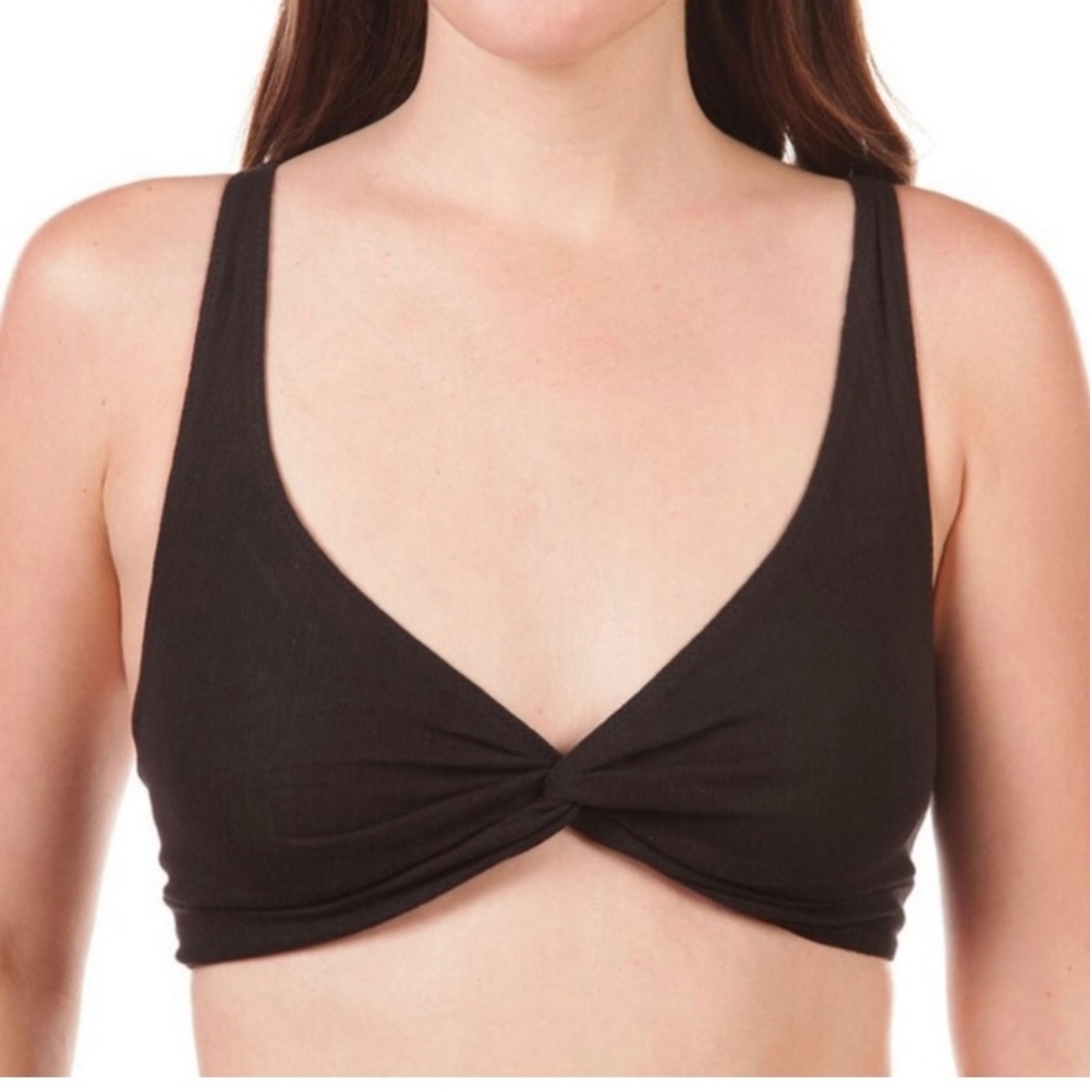 Free People Black Twist Front Bra